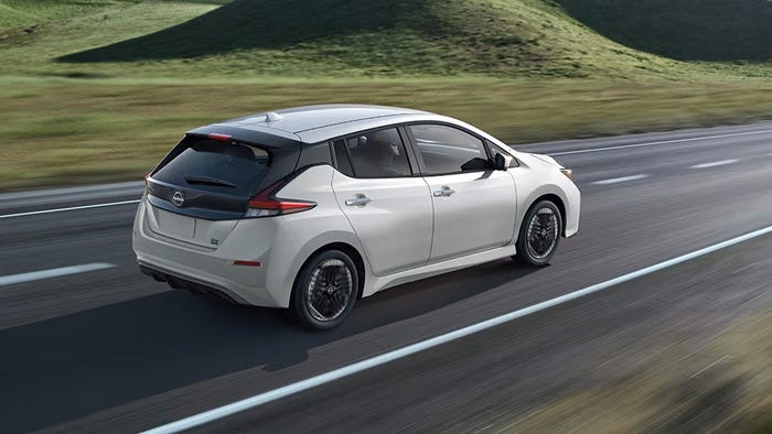 Nissan of Canton in Canton MI Nissan LEAF driving in a the countryside